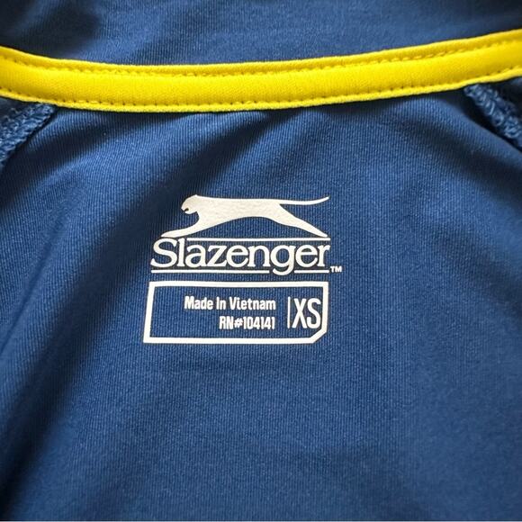Slazenger Blue Yellow Trim Zip Front Pockets Golf Active Workout Jacket Size XS - Picture 2 of 13